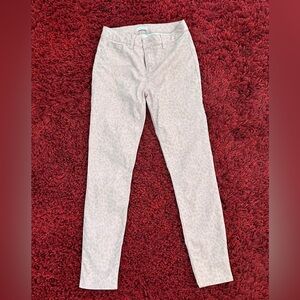 skinny legged, pastel pink, animal print pants